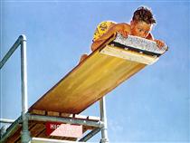 Boy on High Dive - Norman Rockwell