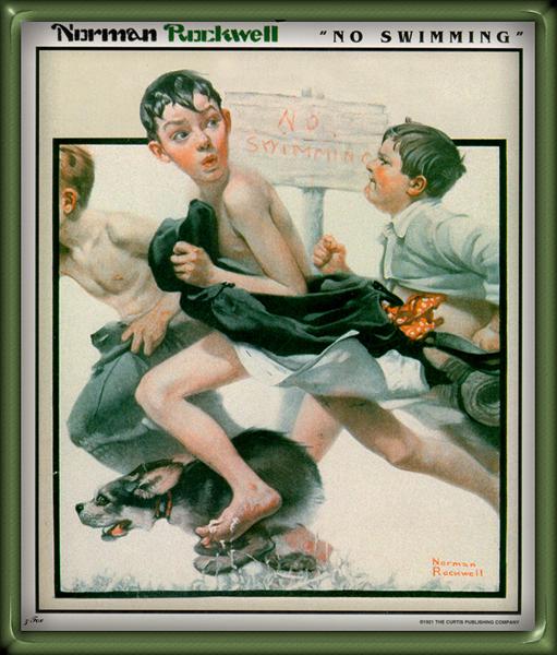 No Swimming, 1921 - Норман Роквелл