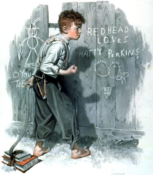 Writing on the fence - Norman Rockwell