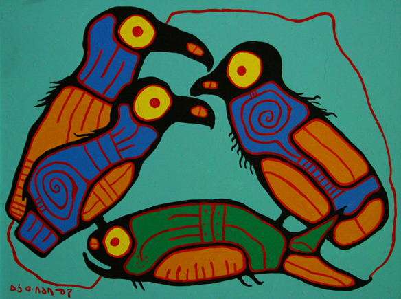 Birds and Fish, 1994 - Norval Morrisseau