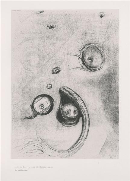And the eyes without heads were floating like molluscs (plate 13), 1896 - 奥迪隆·雷东