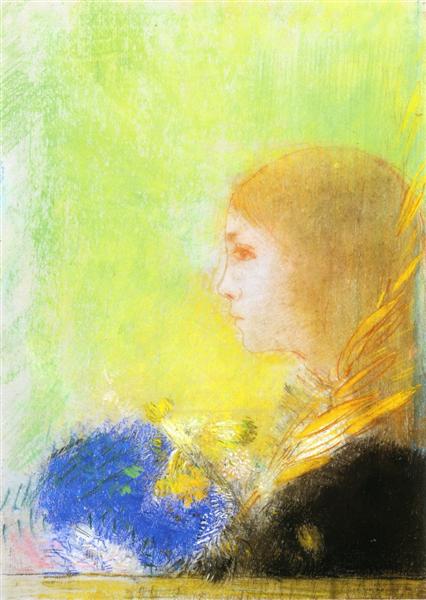 Profile of a Young Girl, c.1900 - Одилон Редон