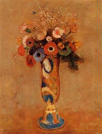Wildflowers in a Long Necked Vase - Odilon Redon