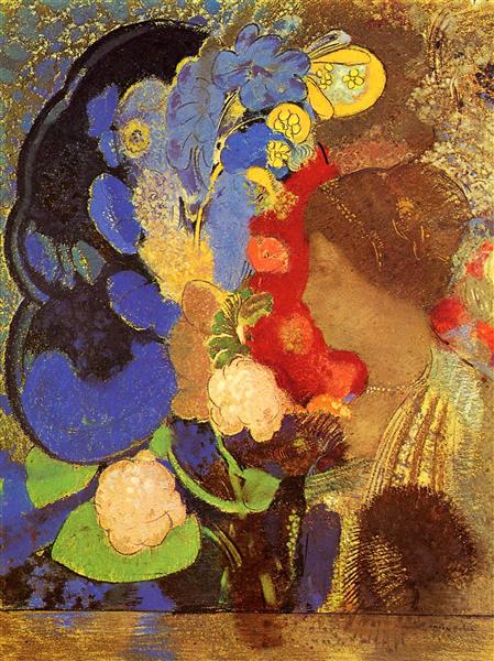 Woman among the Flowers, c.1910 - Оділон Редон