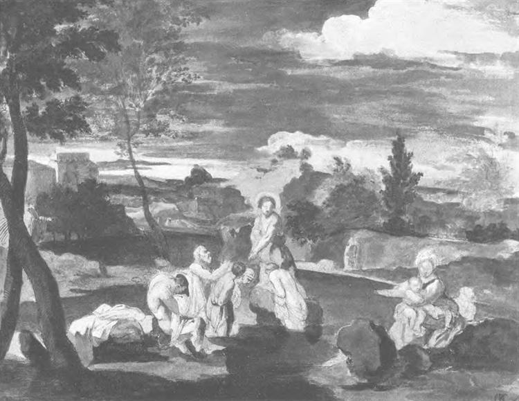 John the Baptist baptizing people, 1819 - Орест Кіпренський