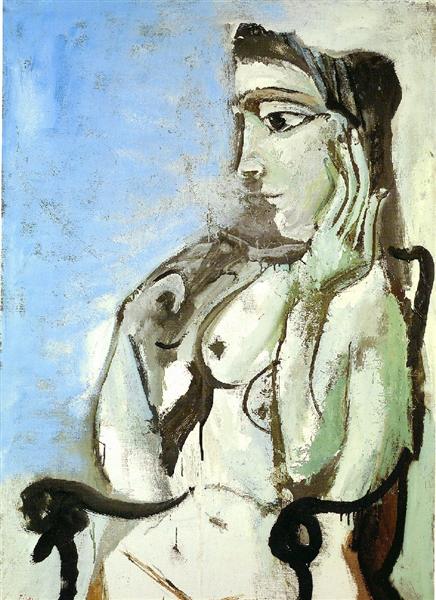 Female nude sitting in the armchair, 1964 - 畢卡索
