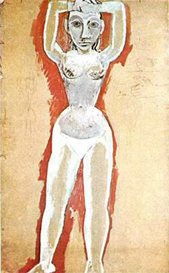 Female nude with her arms raised, c.1907 - 畢卡索