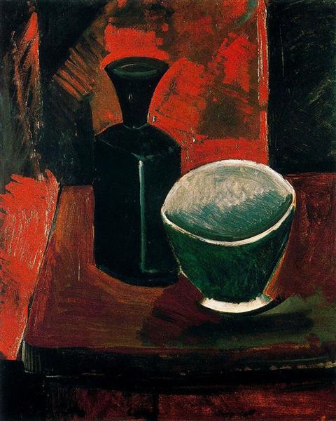 Зелена пательня і чорна пляшка, 1908 - Пабло Пікассо