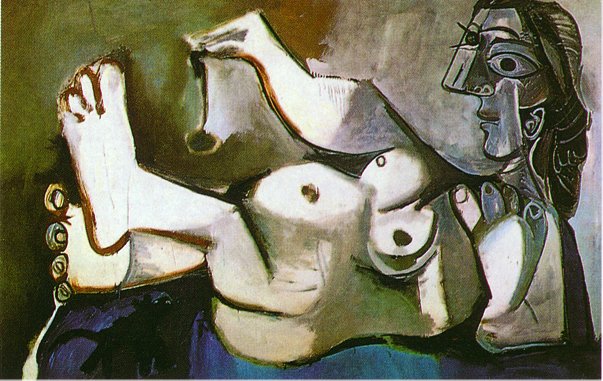 Lying female nude playing  with cat, 1964 - Pablo Picasso