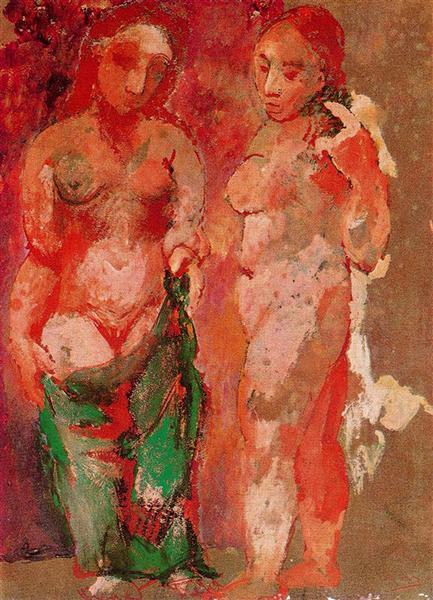 Nude woman naked face and nude woman profile, 1906 - 畢卡索