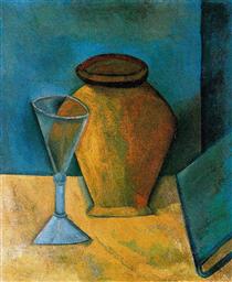 Pot, Glass and Book - Pablo Picasso