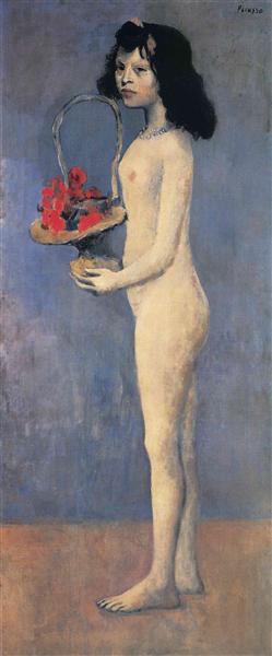 Young naked girl with flower basket, 1905 - 畢卡索