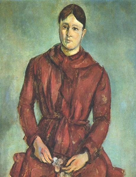Portrait of Madame Cezanne in a Red Dress, c.1890 - 塞尚