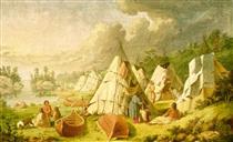 Indian encampment on Lake Huron - 保罗·凯恩