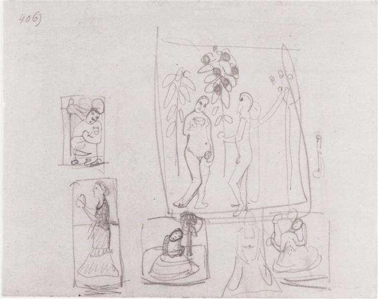 Sketch with six figure compositions, 1906 - 1907 - Paula Modersohn-Becker