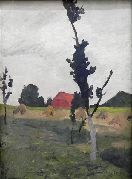 Worpsweder Landscape with Red House, 1900 - Paula Modersohn-Becker