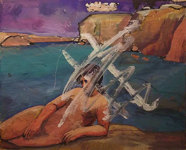 Nude Woman in a Coastal Landscape - Pauline Boty