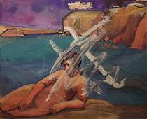 Nude Woman in a Coastal Landscape - Pauline Boty