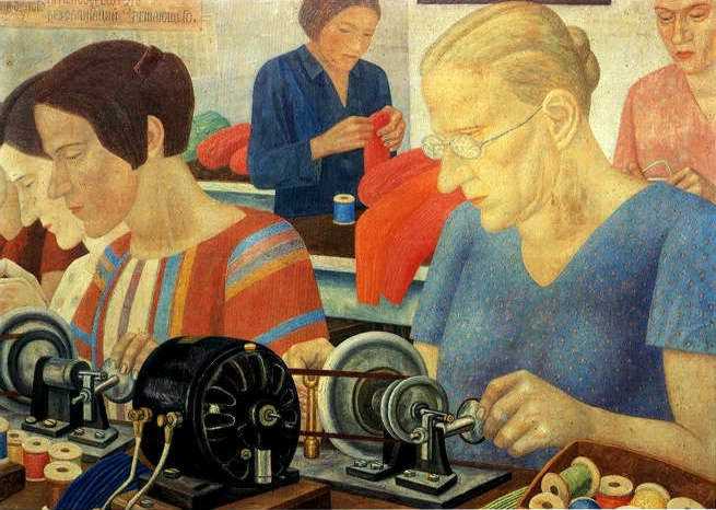 Udarnitzi (Record Breaking Workers) at the Factory Krasnaya Zaria, 1931 - Pável Filónov
