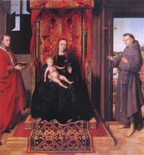 Богоматір з Немовлям на троні зі святими Ієронімом та Франциском - Петрус Крістус