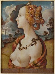 Retrato de uma Mulher, acredita-se que seja Simonetta Vespucci - Piero di Cosimo