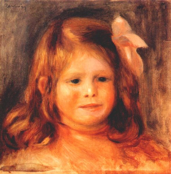 Girl with a pink ribbon - Auguste Renoir