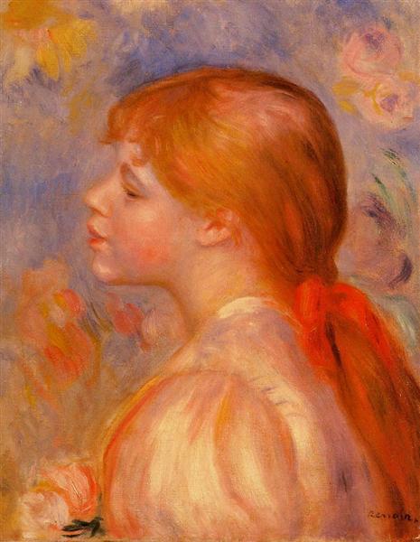 Girl with a Red Hair Ribbon, 1891 - Pierre-Auguste Renoir