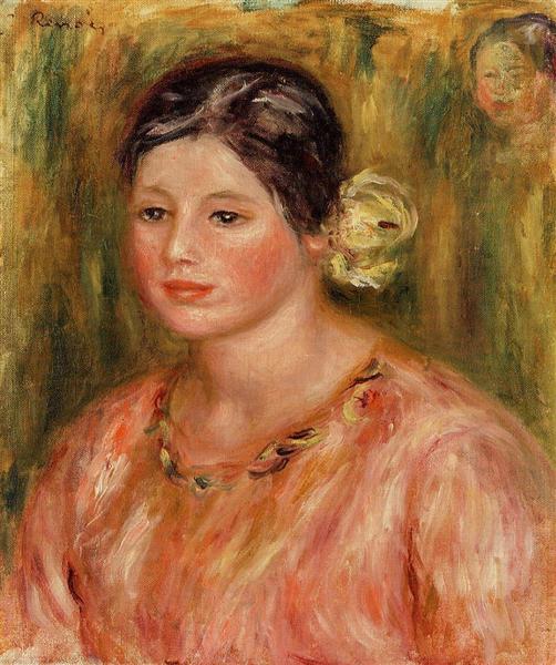 Head of a Young Girl in Red, 1916 - Pierre-Auguste Renoir