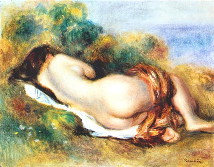 Reclining nude, c.1890 - Пьер Огюст Ренуар