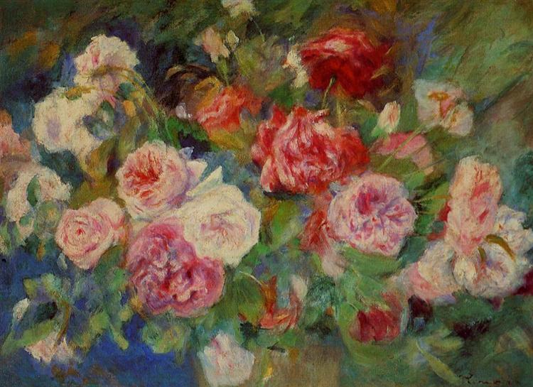 Roses, c.1885 - 雷諾瓦