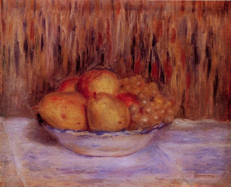 Still Life with Pears and Grapes - 雷諾瓦