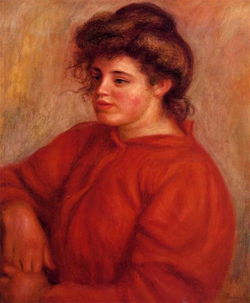 Woman in a Red Blouse, c.1908 - Пьер Огюст Ренуар