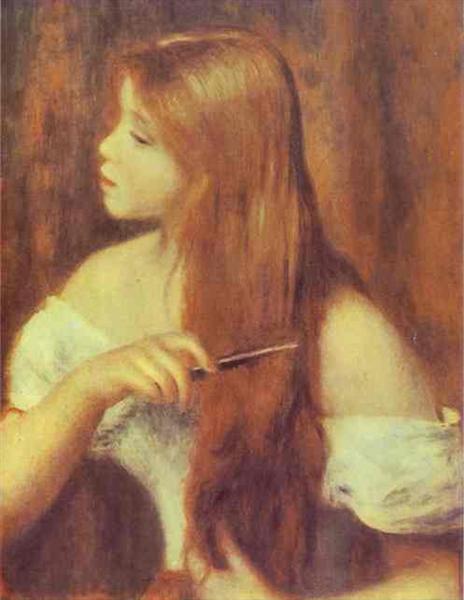 Young Girl Combing Her Hair, 1894 - Pierre-Auguste Renoir