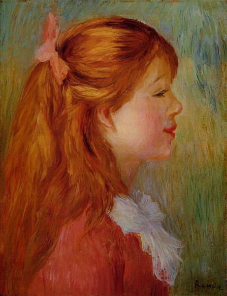 Young Girl with Long Hair in Profile, 1890 - Pierre-Auguste Renoir