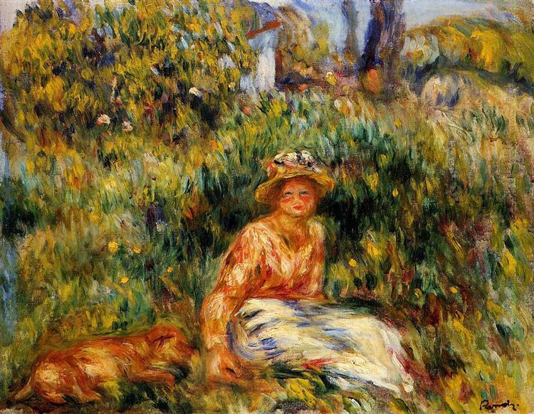 Young Woman In A Garden C 1916, Young Woman In The Garden By Claude Monet