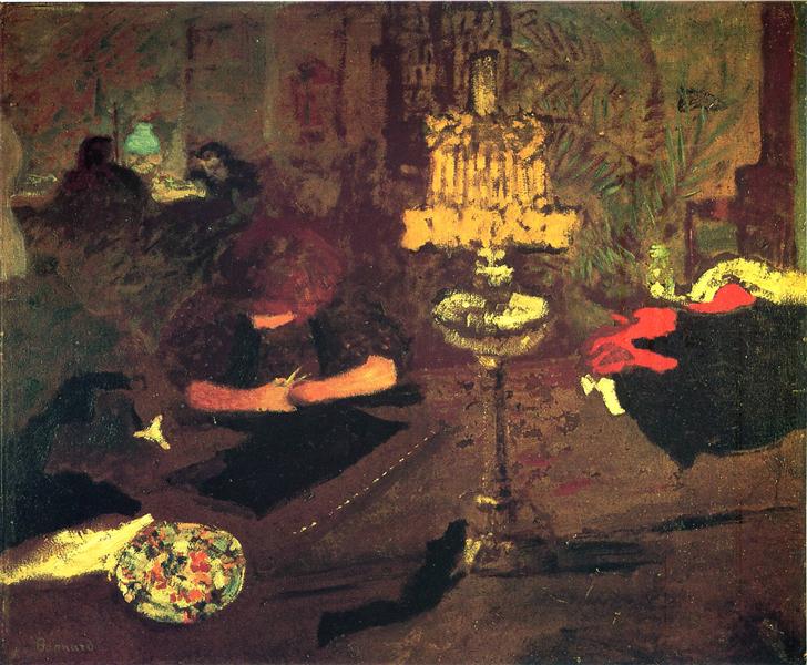 Young woman near lamp - Pierre Bonnard