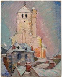 Untitled (Church in snow with rose sky) - П'єр Даура