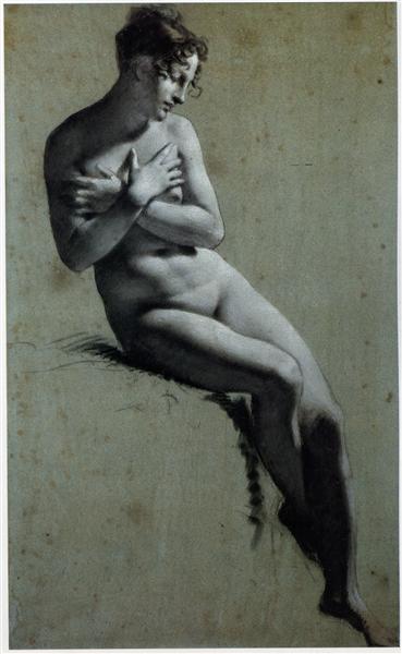 Drawing of Female Nude with charcoal and chalk, 1800 - Pierre Paul Prud’hon