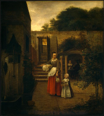 Woman and Child in a Courtyard, c.1660 - 彼得·德·霍赫