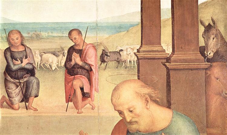 Altarpiece of St. Augustine -Adoration of the Shepherds (detail) Altarpiece of St. Augustine, 1506 - 1510 - Pietro Perugino
