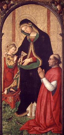 Madonna with Writing Child and Bishop - Pinturicchio