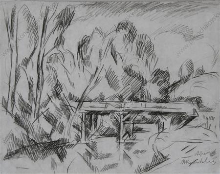 Абрамцево. Мост. Рисунок для картины 'Мост в Абрамцеве'., 1911 - Пётр Кончаловский