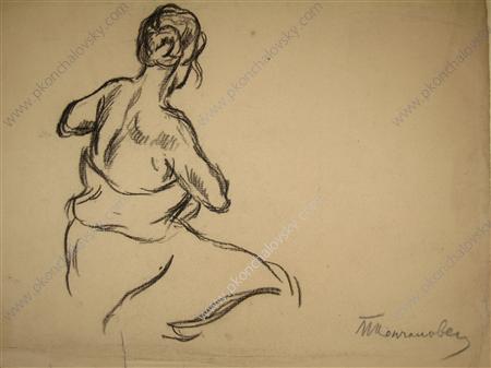 Сидящая натурщица, завернутая в драпировку, 1923 - Пётр Кончаловский