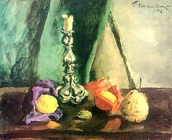 Still Life. Candlestick and pear., 1946 - Piotr Kontchalovski