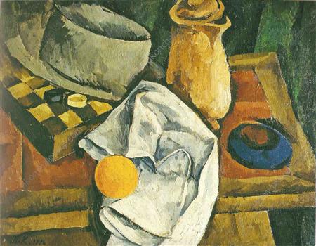 Still Life. Checkers and oranges., 1916 - Pjotr Petrowitsch Kontschalowski