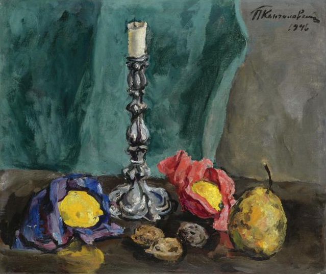 Still Life with a candlestick and a pear, 1940 - Петро Кончаловський