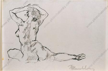 Натурщица, сидящая спиной, 1935 - Пётр Кончаловский