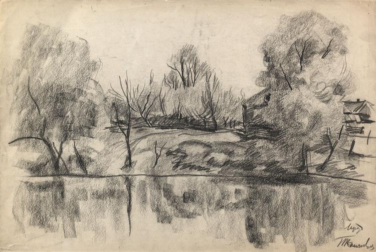 Village pond, 1933 - Pjotr Petrowitsch Kontschalowski