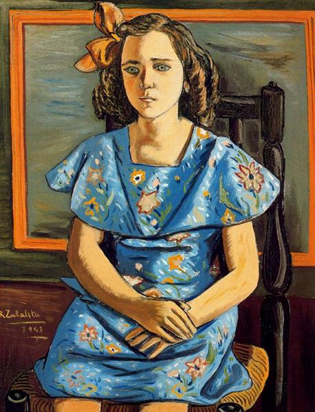 Portrait of girl sitting, 1943 - Рафаель Забалета