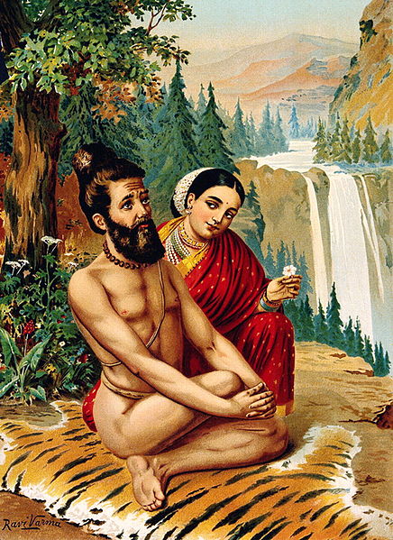 Menaka the nymph tempting the yogi, 1900 - Raja Ravi Varma